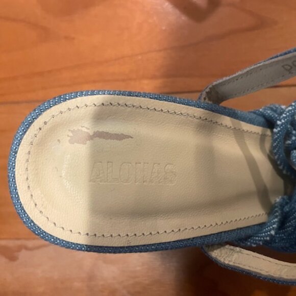Alohas Kendra Bloom Denim Blue Tie Strap Sandals - Women's EU 37 - Picture 10 of 13